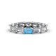 1 - Beverly 5x3 mm Emerald Cut Lab Grown Diamond and Blue Topaz Eternity Band 