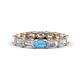 1 - Beverly 5x3 mm Emerald Cut Lab Grown Diamond and Blue Topaz Eternity Band 