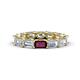 1 - Beverly 5x3 mm Emerald Cut Lab Grown Diamond and Rhodolite Garnet Eternity Band 
