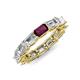 4 - Beverly 5x3 mm Emerald Cut Lab Grown Diamond and Rhodolite Garnet Eternity Band 
