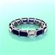 3 - Beverly 5x3 mm Emerald Cut Forever Brilliant Moissanite and Blue Sapphire Eternity Band 