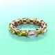 3 - Beverly 5x3 mm Emerald Cut Forever Brilliant Moissanite and Peridot Eternity Band 