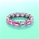3 - Beverly 5x3 mm Emerald Cut Forever One Moissanite and Pink Sapphire Eternity Band 
