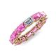 4 - Beverly 5x3 mm Emerald Cut Forever One Moissanite and Pink Sapphire Eternity Band 
