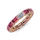 4 - Beverly 5x3 mm Emerald Cut Forever Brilliant Moissanite and Pink Tourmaline Eternity Band 