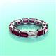 3 - Beverly 5x3 mm Emerald Cut Forever One Moissanite and Rhodolite Garnet Eternity Band 