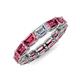4 - Beverly 5x3 mm Emerald Cut Forever One Moissanite and Pink Tourmaline Eternity Band 