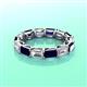 3 - Beverly 5x3 mm Emerald Cut Forever Brilliant Moissanite and Blue Sapphire Eternity Band 