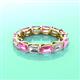 3 - Beverly 5x3 mm Emerald Cut Forever Brilliant Moissanite and Pink Sapphire Eternity Band 