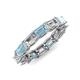 4 - Beverly 5x3 mm Emerald Cut Forever Brilliant Moissanite and Aquamarine Eternity Band 