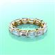3 - Beverly 5x3 mm Emerald Cut Forever Brilliant Moissanite and Aquamarine Eternity Band 