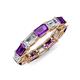 4 - Beverly 5x3 mm Emerald Cut Forever Brilliant Moissanite and Amethyst Eternity Band 
