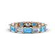 1 - Beverly 5x3 mm Emerald Cut Forever Brilliant Moissanite and Blue Topaz Eternity Band 