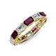 4 - Beverly 5x3 mm Emerald Cut Forever Brilliant Moissanite and Rhodolite Garnet Eternity Band 
