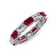 4 - Beverly 5x3 mm Emerald Cut Forever Brilliant Moissanite and Ruby Eternity Band 