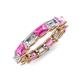 4 - Beverly 5x3 mm Emerald Cut Forever One Moissanite and Pink Sapphire Eternity Band 