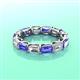 3 - Beverly 5x3 mm Emerald Cut Forever One Moissanite and Tanzanite Eternity Band 