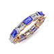 4 - Beverly 5x3 mm Emerald Cut Forever One Moissanite and Tanzanite Eternity Band 