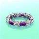 3 - Beverly 5x3 mm Emerald Cut Forever One Moissanite and Amethyst Eternity Band 