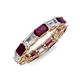 4 - Beverly 5x3 mm Emerald Cut Forever One Moissanite and Rhodolite Garnet Eternity Band 
