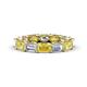 1 - Beverly 5x3 mm Emerald Cut Forever One Moissanite and Yellow Sapphire Eternity Band 