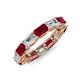 4 - Beverly 5x3 mm Emerald Cut Forever One Moissanite and Ruby Eternity Band 