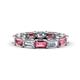 1 - Beverly 5x3 mm Emerald Cut Forever One Moissanite and Pink Tourmaline Eternity Band 
