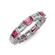 4 - Beverly 5x3 mm Emerald Cut Forever One Moissanite and Pink Tourmaline Eternity Band 