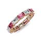 4 - Beverly 5x3 mm Emerald Cut Forever One Moissanite and Pink Tourmaline Eternity Band 