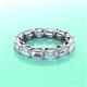 3 - Beverly 5x3 mm Emerald Cut Forever One Moissanite and Aquamarine Eternity Band 