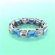 3 - Beverly 5x3 mm Emerald Cut Forever One Moissanite and Blue Topaz Eternity Band 