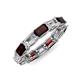 4 - Beverly 5x3 mm Emerald Cut Forever One Moissanite and Red Garnet Eternity Band 