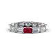 1 - Beverly 5x3 mm Emerald Cut Forever Brilliant Moissanite and Ruby Eternity Band 