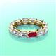 3 - Beverly 5x3 mm Emerald Cut Forever Brilliant Moissanite and Ruby Eternity Band 