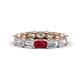 1 - Beverly 5x3 mm Emerald Cut Forever Brilliant Moissanite and Ruby Eternity Band 