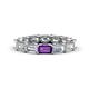 1 - Beverly 5x3 mm Emerald Cut Forever One Moissanite and Amethyst Eternity Band 