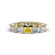 1 - Beverly 5x3 mm Emerald Cut Forever One Moissanite and Yellow Sapphire Eternity Band 
