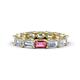 1 - Beverly 5x3 mm Emerald Cut Forever One Moissanite and Pink Tourmaline Eternity Band 