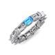 4 - Beverly 5x3 mm Emerald Cut Forever Brilliant Moissanite and Blue Topaz Eternity Band 