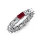 4 - Beverly 5x3 mm Emerald Cut Forever Brilliant Moissanite and Ruby Eternity Band 