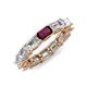 4 - Beverly 5x3 mm Emerald Cut Forever One Moissanite and Rhodolite Garnet Eternity Band 