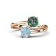 1 - Jianna 6.00 mm Cushion Lab Created Alexandrite and Round Aquamarine 2 Stone Promise Ring 