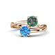 1 - Jianna 6.00 mm Cushion Lab Created Alexandrite and Round Blue Topaz 2 Stone Promise Ring 
