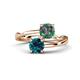 1 - Jianna 6.00 mm Cushion Lab Created Alexandrite and Round Blue Diamond 2 Stone Promise Ring 