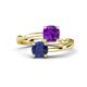 1 - Jianna 6.00 mm Cushion Amethyst and Round Iolite 2 Stone Promise Ring 