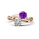 1 - Jianna 6.00 mm Cushion Amethyst and GIA Certified Round Natural Diamond 2 Stone Promise Ring 