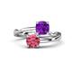1 - Jianna 6.00 mm Cushion Amethyst and Round Pink Tourmaline 2 Stone Promise Ring 