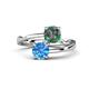 1 - Jianna 6.00 mm Cushion Lab Created Alexandrite and Round Blue Topaz 2 Stone Promise Ring 