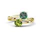 1 - Jianna 6.00 mm Cushion Lab Created Alexandrite and Round Peridot 2 Stone Promise Ring 