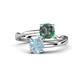 1 - Jianna 6.00 mm Cushion Lab Created Alexandrite and Round Aquamarine 2 Stone Promise Ring 